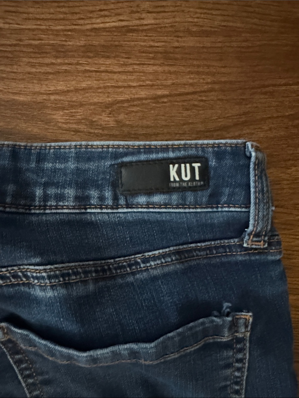 Kut from the Kloth Indigo Skinny High-Rise Jeans with Raw Hem - Picture 6 of 6